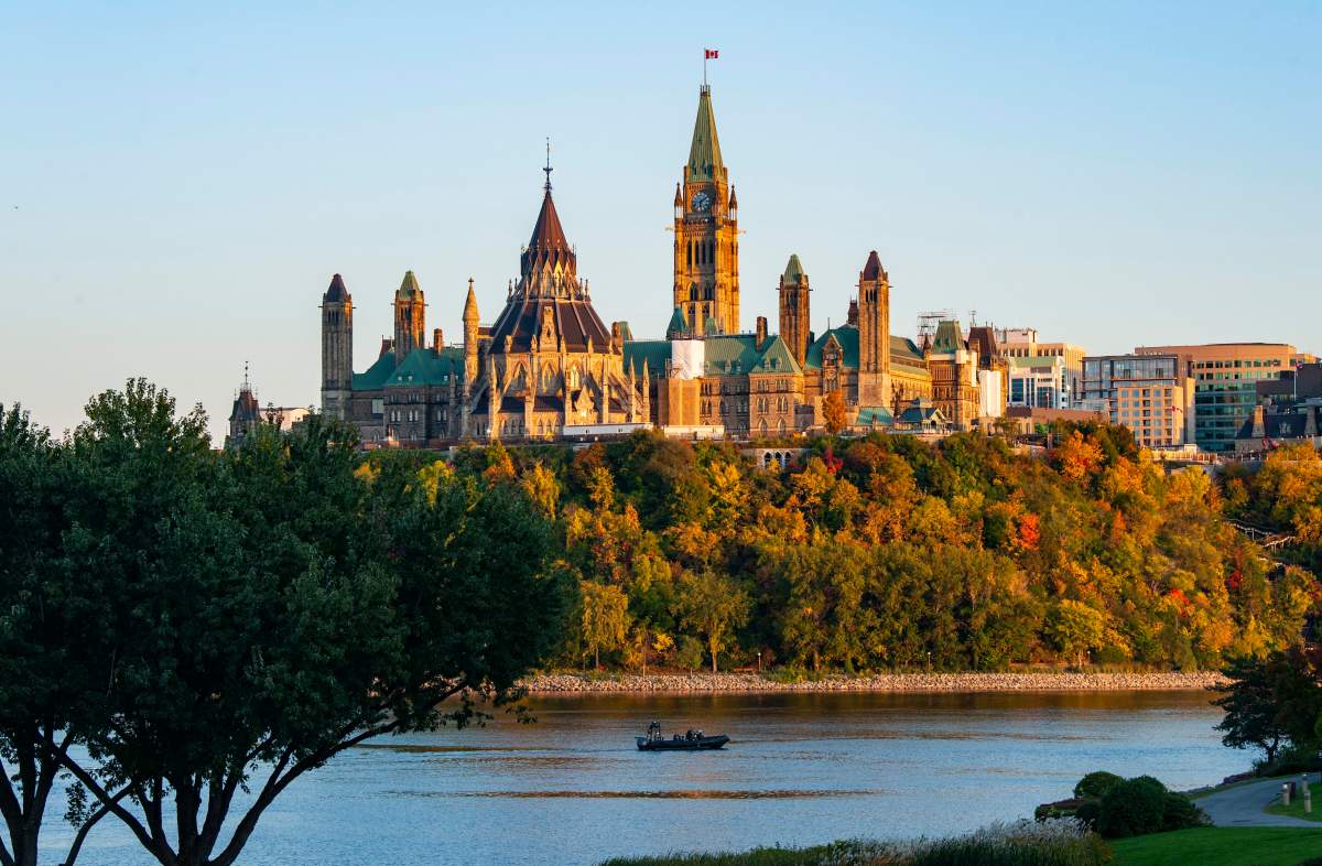 A general view of Canada's Parliament buildings and the Ottawa River in Ottawa, as seen from Gatineau, Que., on Oct. 10, 2019.
