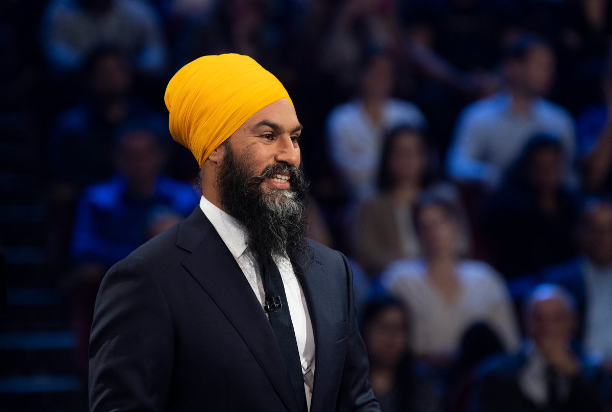 NDP leader Jagmeet Singh, seen here taking part in the the federal leaders French language debate in Gatineau, Que., on Thursday, October 10, 2019.
