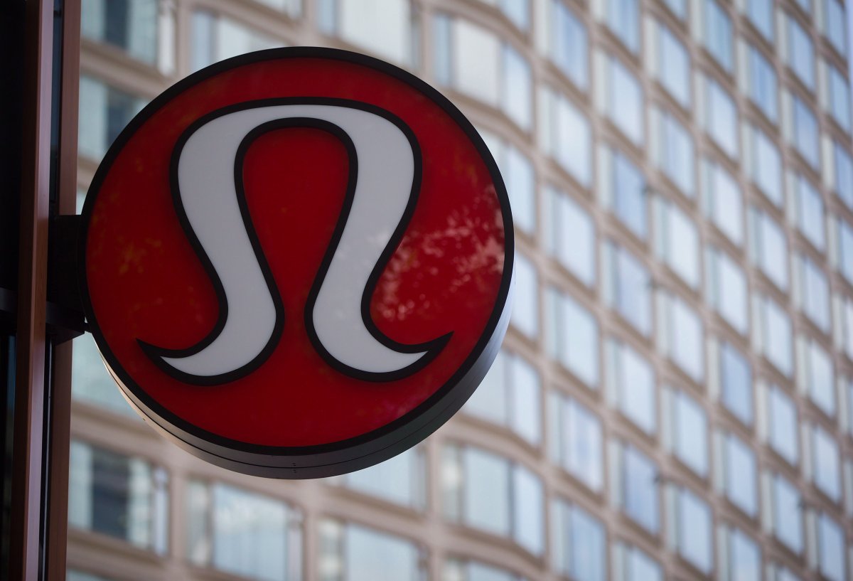 Lululemon Athletica's logo is seen on the outside of their new flagship store on Robson Street during it's grand opening in downtown Vancouver, B.C., on Thursday August 21, 2014.  