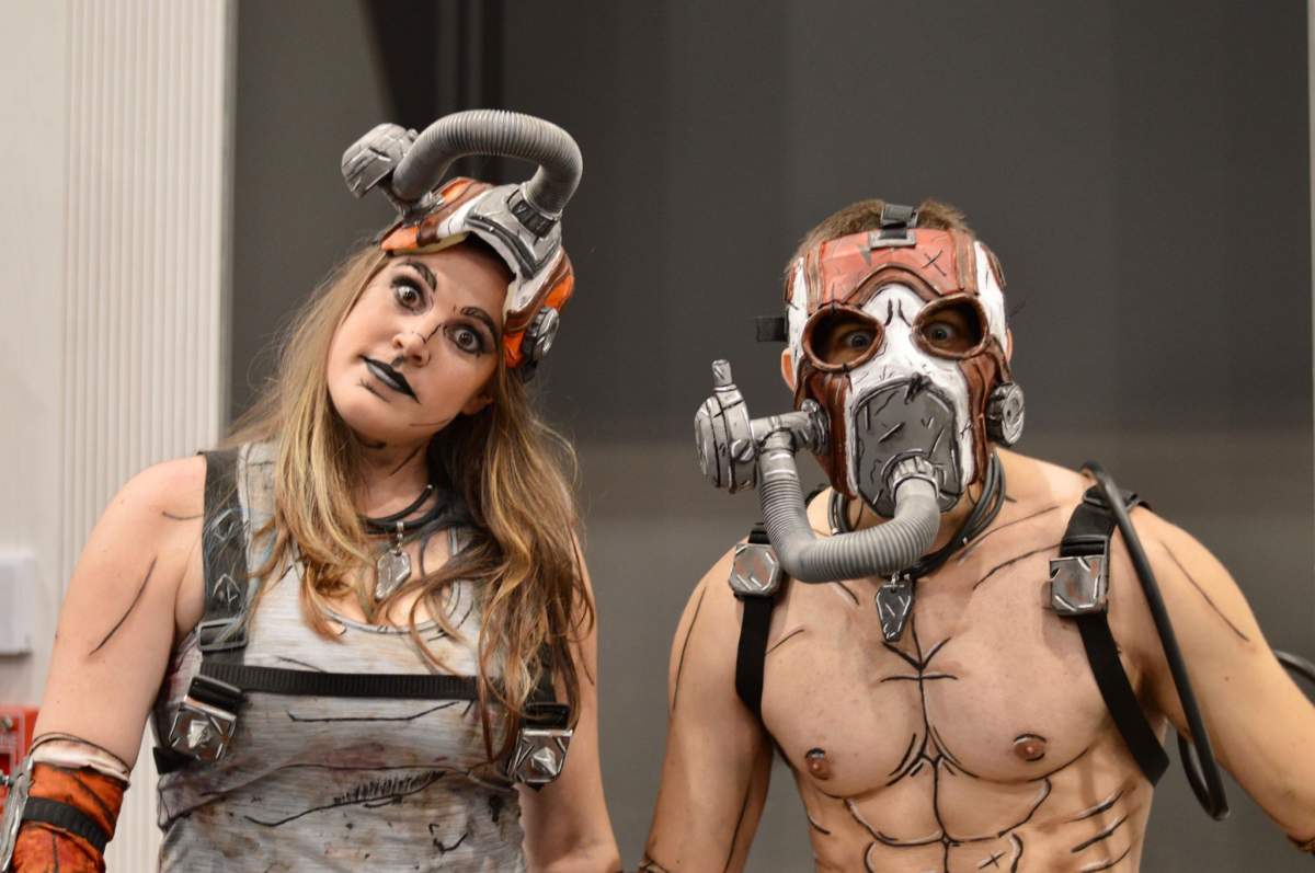 Two characters from the Borderlands video game series at Hal-Con in Halifax, N.S.