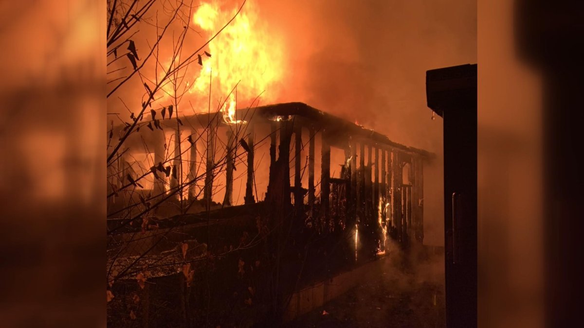 Two garages were destroyed by fire hours apart on the morning of Oct. 22, 2019, in Saskatoon, including one in the 300 block of Avenue J North.