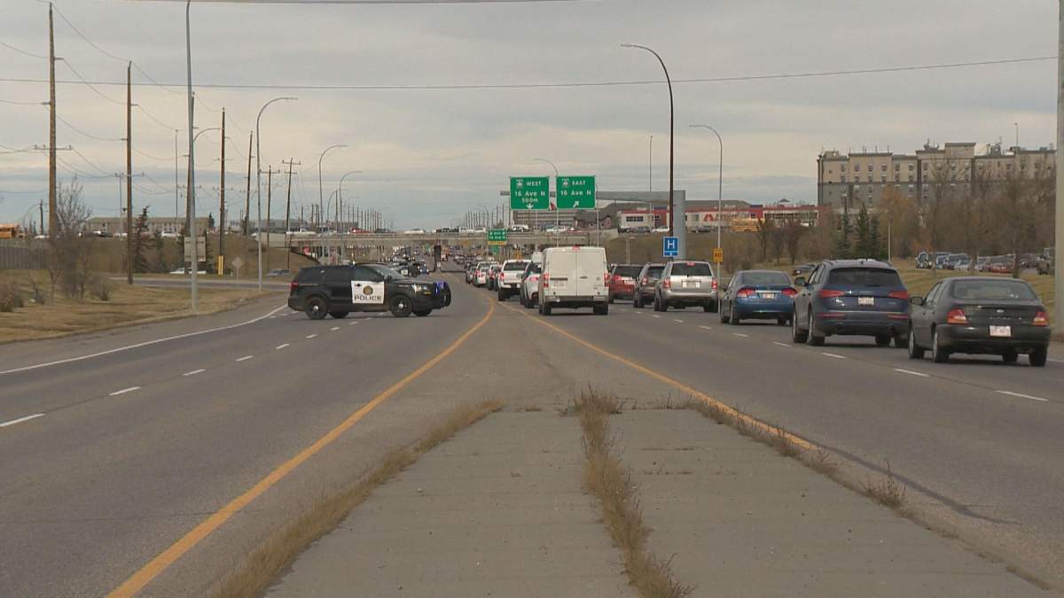 Calgary police shutdown southbound Barlow Trail N.E.