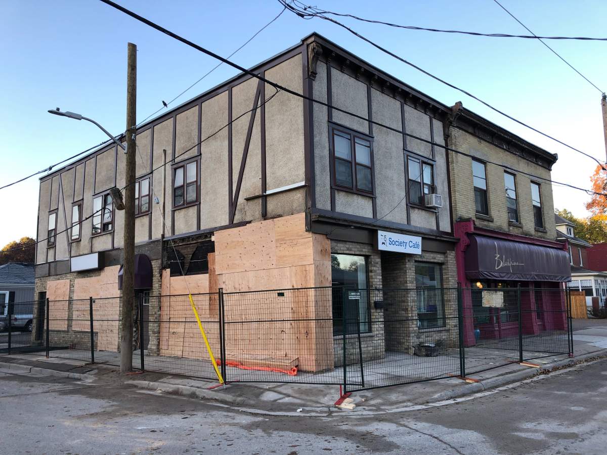 Buildings at the corner of Blackfriars Street and Wilson Avenue remained boarded up on Monday following a weekend crash that left extensive damage in the area.