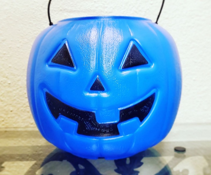 "Please allow him (or anyone with a blue bucket) to enjoy this day and don't worry I'll say trick or treat for him..." Omairis Taylor said.