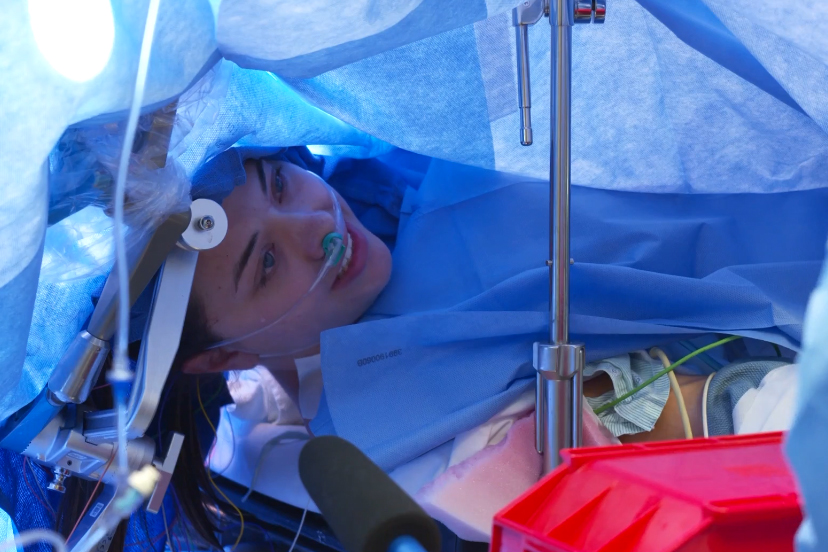 Jenna Schardt, 25, talks to doctors during her brain surgery at Methodist Dallas Medical Center on Oct. 29, 2019.