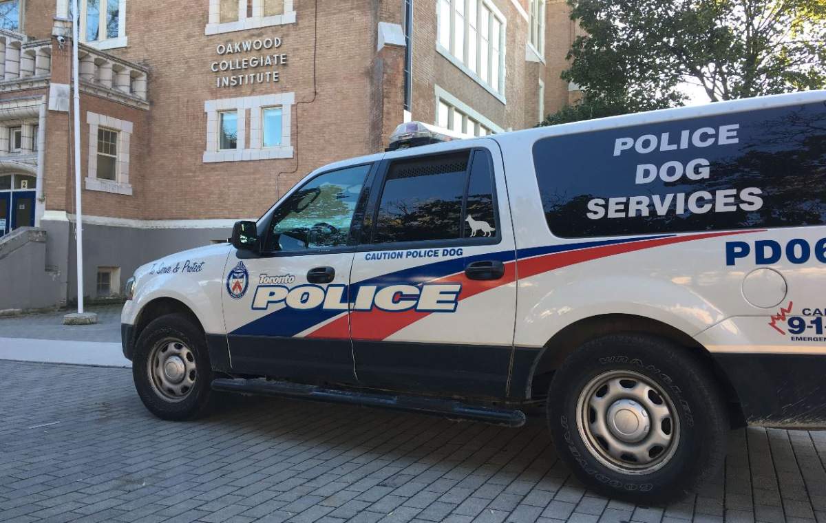 Toronto police attend Oakwood Collegiate Institute.