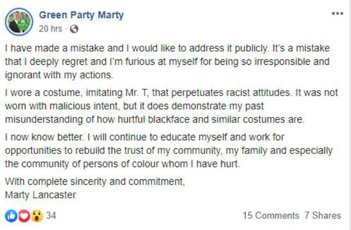 Marty Lancaster’s full statement on Facebook.