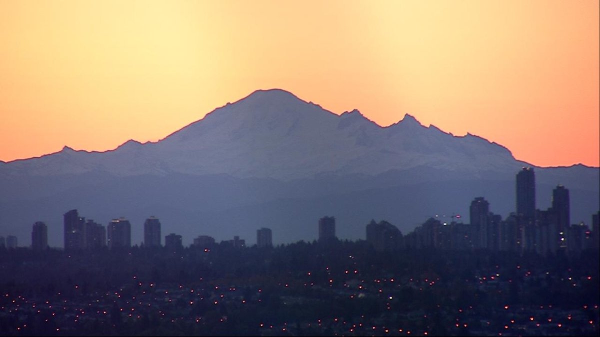 Global BC's tower cam captures a chilly sunrise behind Mount Baker on Wednesday, Oct. 9, 2019. 