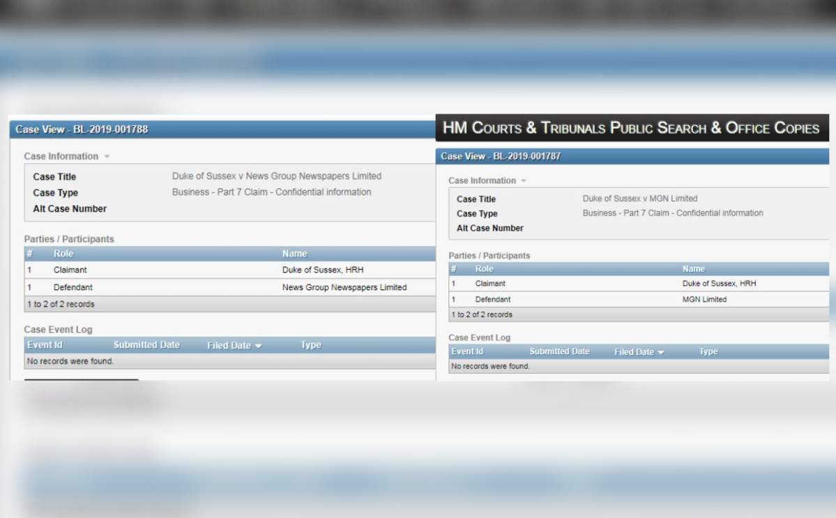 Royal reporter Chris Ship shared screengrabs of the legal filings against the Sun and Mirror.
