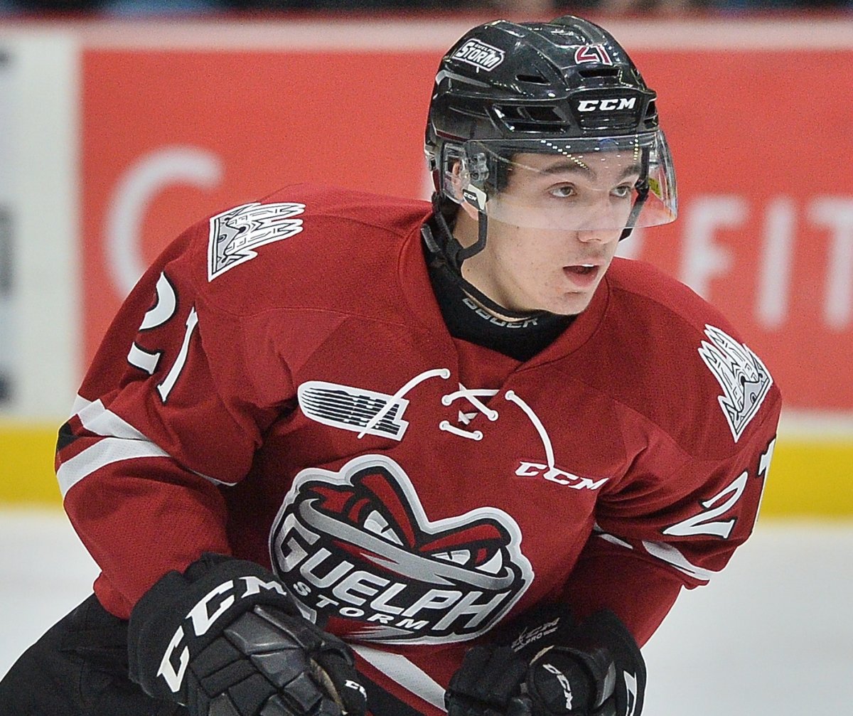 Ty Collins of the Guelph Storm. 