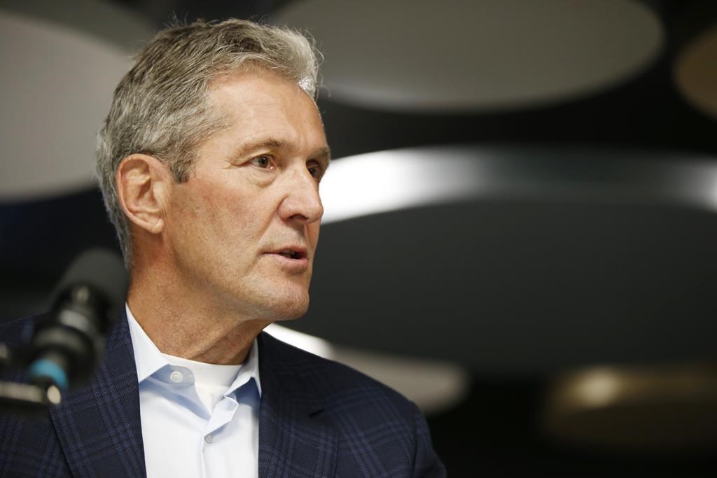 Manitoba PC leader and premier Brian Pallister speaks during a press conference in Winnipeg on August 26, 2019. THE CANADIAN PRESS/John Woods.