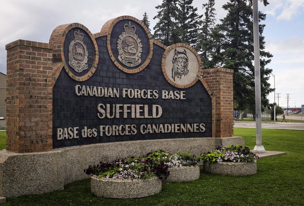 The entrance sign to CFB Suffield, Alta., Tuesday, July 26, 2016.