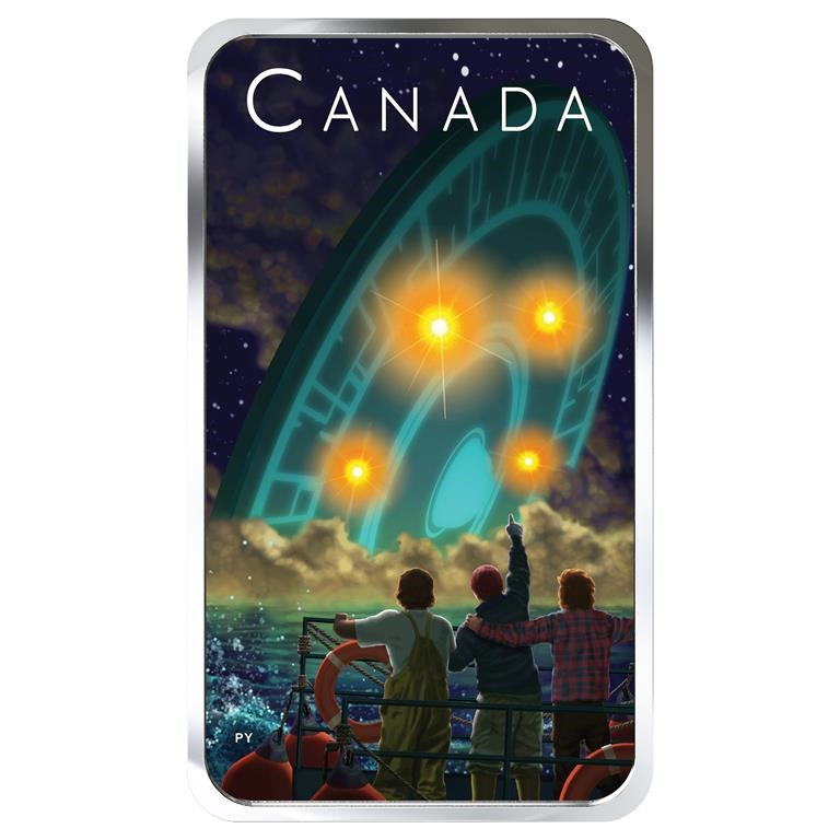 The Royal Canadian Mint has issued an innovative glow-in-the-dark coin that captures the eerie scene more than 50 years ago when an officially documented UFO crashed into the waters off Shag Harbour in southwestern Nova Scotia.