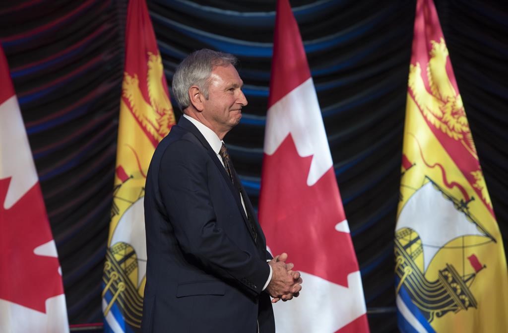 New Brunswick Premier Blaine Higgs walks onto stage to deliver the State of the Province address in Fredericton on Thursday January 31, 2019.