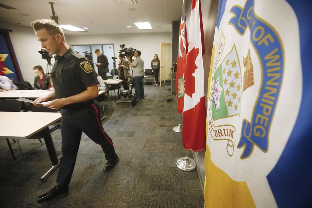 Winnipeg Police Service Const. Jay Murray addresses media in this file photo.