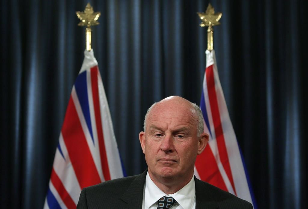 Minister of Public Safety and Solicitor General Mike Farnworth speaks to media about how non-medical cannabis will be regulated in the province during a press conference in the press gallery at Legislature in Victoria, B.C., on Monday February 5, 2018. Farnworth says the government has been working hard to transition away from the province's "well-entrenched" illegal marijuana industry. THE CANADIAN PRESS/Chad Hipolito.