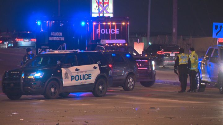 The Edmonton Police Service asked drivers to stay away from the area of 51 Avenue and Gateway Boulevard on Monday night as they investigated a crash involving four vehicles.