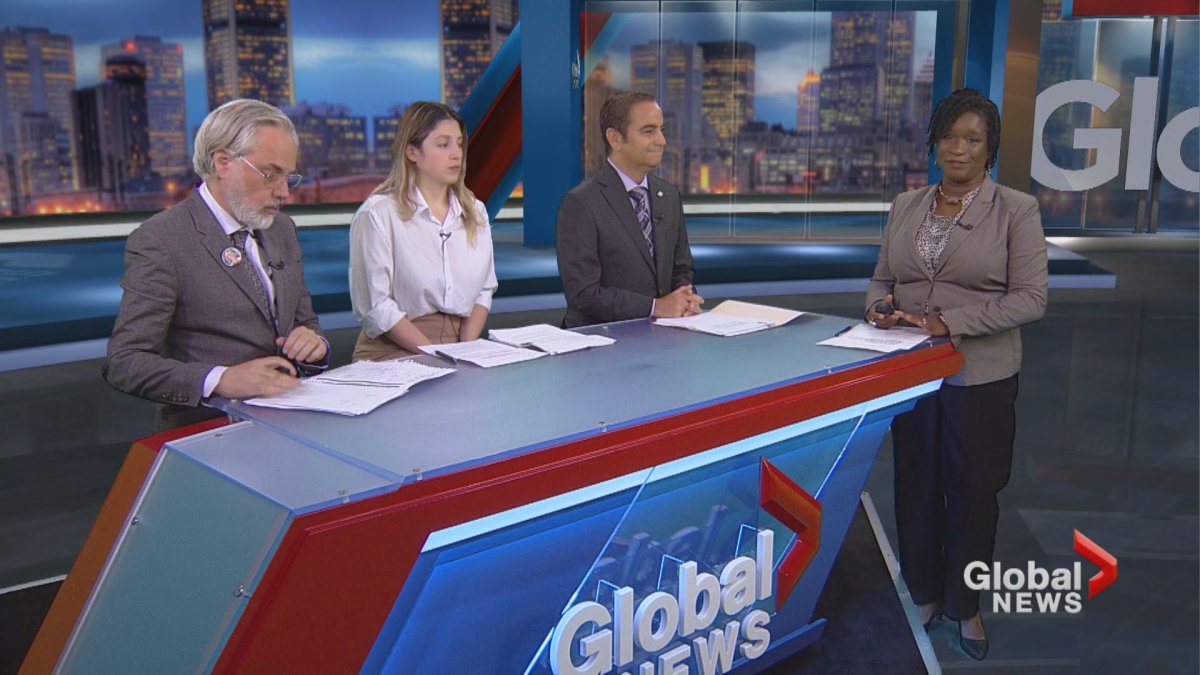 From left: Luc Joli-Coeur (Green Party), Ève Péclet (NDP) and Neil Drabkin (Conservative) debate the economy on Focus Montreal.