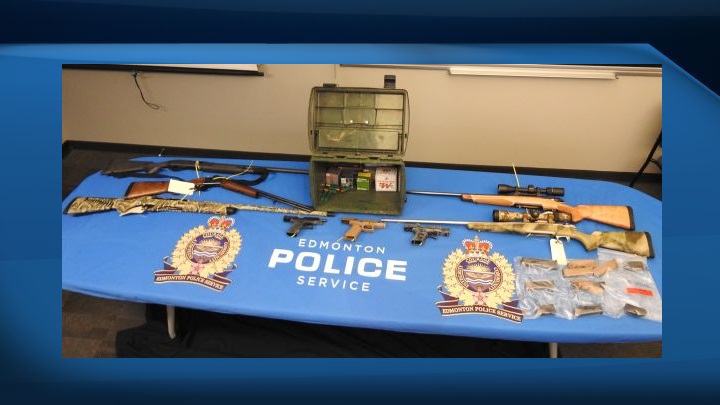 An investigation by the Edmonton Police Service this month saw officers execute search warrants at a northwest Edmonton home as well as a home in Bonnyville where they seized three rifles, two shotguns, three handguns and ammunition.