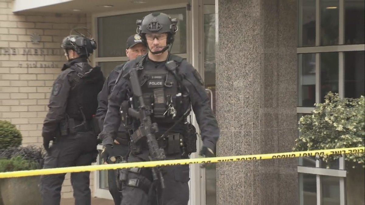 A member of the Vancouver Police Emergency Response Team (ERT) is pictured in this file photo. The VPD says its ERT was deployed in Burnaby Saturday night to arrest two men who were allegedly part of a plot to target a rival drug dealer. 