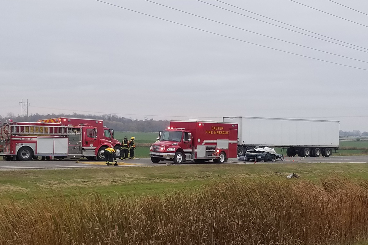 OPP say a man was killed in a two-vehicle crash near Exeter on Oct. 29.