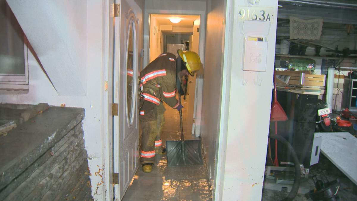 The rainstorm led to flooding for some homes in Saint-Léonard.