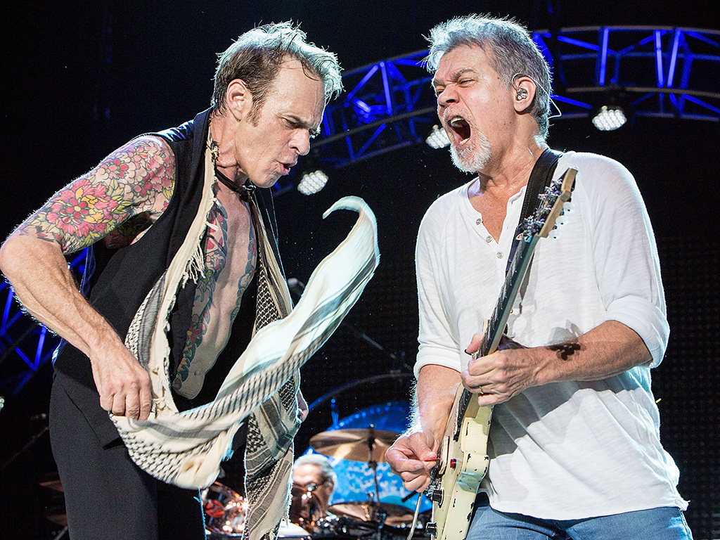 David Lee Roth (L) and Eddie Van Halen of Van Halen perform on stage at Sleep Train Amphitheatre on Sept. 30, 2015 in Chula Vista, Calif.