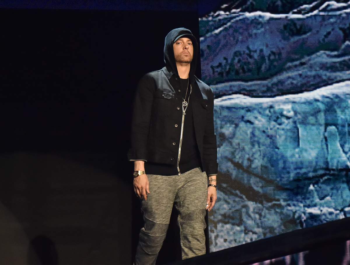 Eminem performs on stage during the MTV EMAs 2017 held at The SSE Arena, Wembley on November 12, 2017 in London, England.  