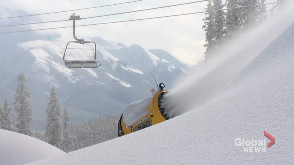 At Nakiska Ski Area, the snowmaking is already underway.