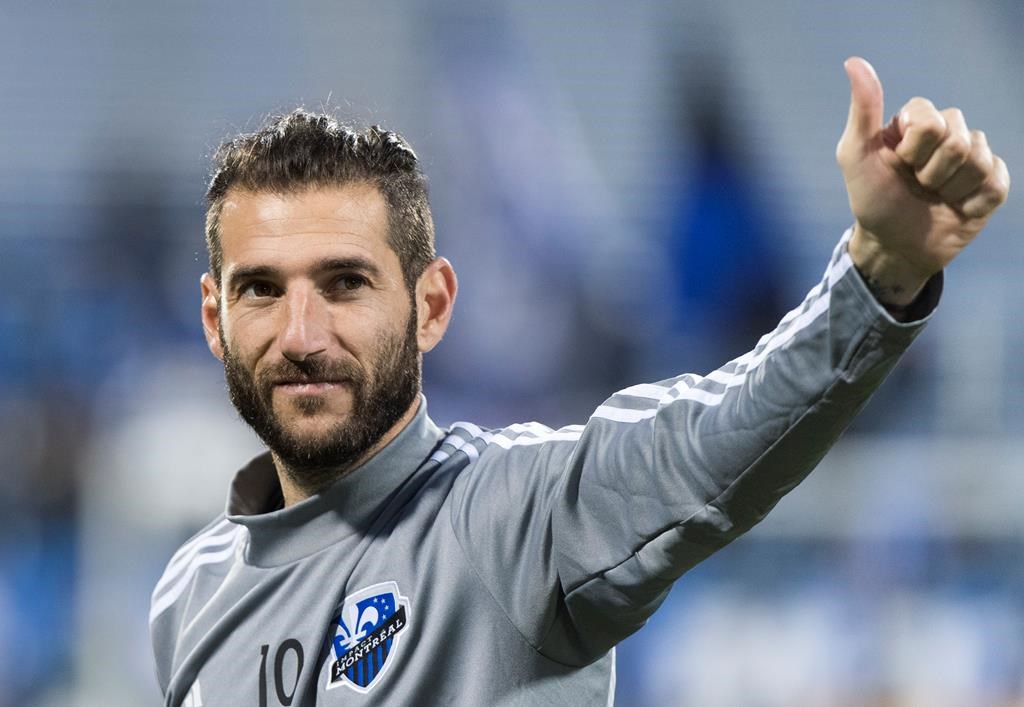 In this 2019 file photo, the Montreal Impact's Ignacio Piatti salutes fans following an MLS soccer game against the New York Red Bulls, in Montreal. Piatti and the Impact are parting ways after the team agreed to end his MLS contract. Monday, Feb. 10, 2020.