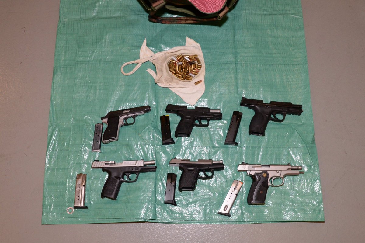Guns seized during a major bust by Peterborough Police Service and OPP on Wednesday.