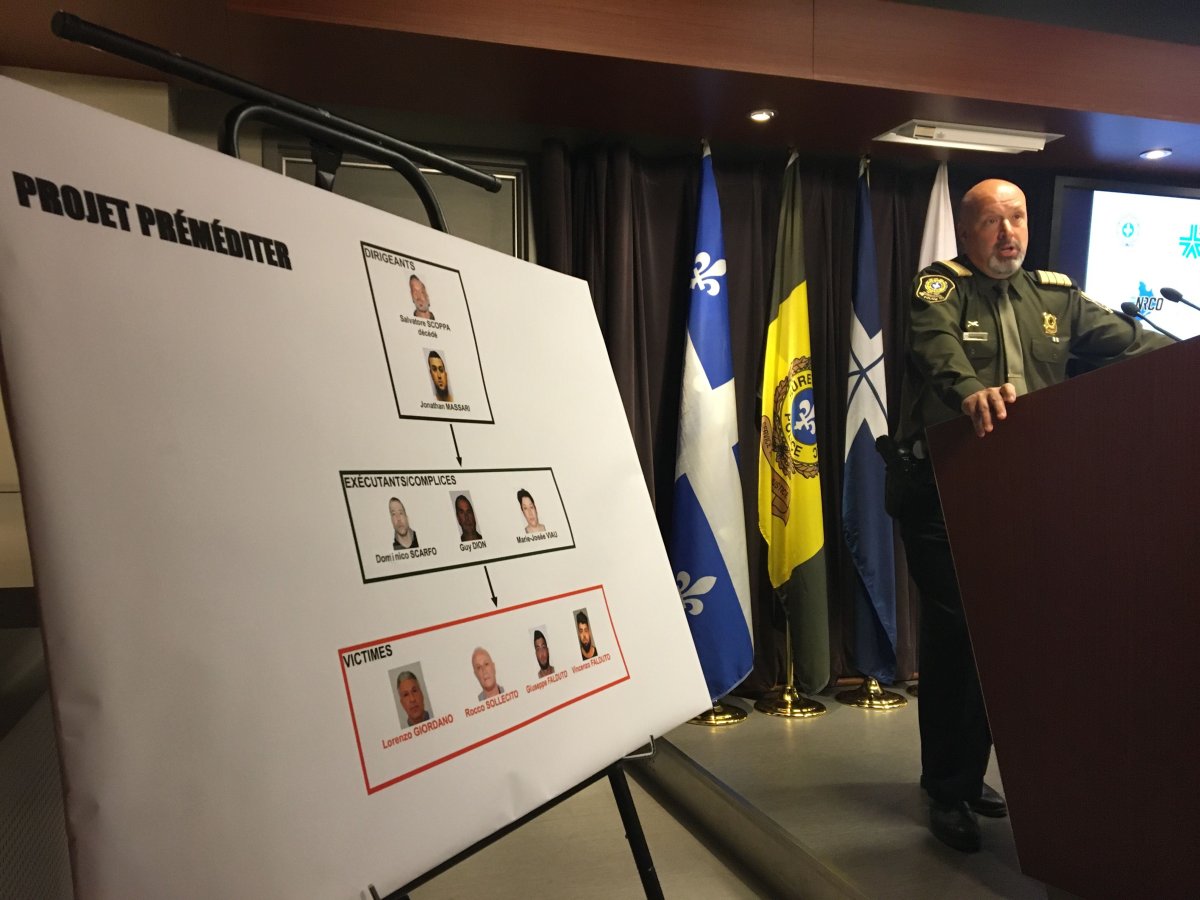 Provincial police arrest three men and one woman linked to organized crime deaths.
