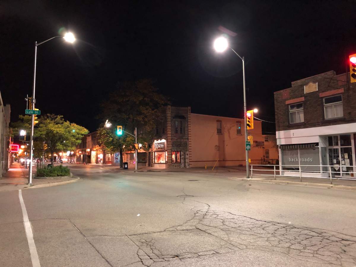 The corner of Dundas and Lyle streets in the heart of London's Old East Village neighbourhood.