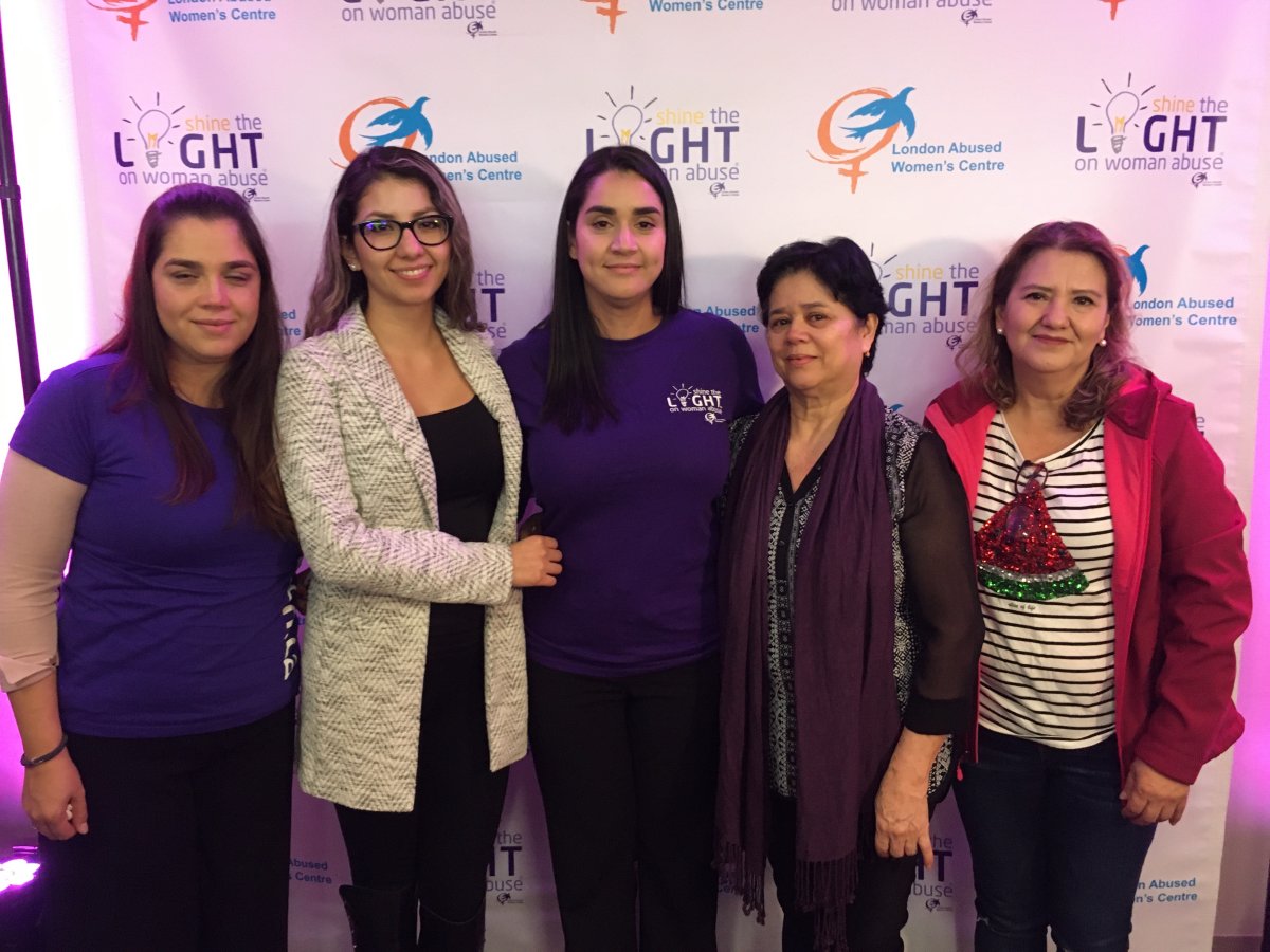 Natalia Jimenez with family and friends after being honoured at this year’s Shine the Light campaign launch. 
(Left to right) Juliana Jimenez, Andria Anigon, Natalia Jimenez, Libia Franco and Dacia Gonzalez.
