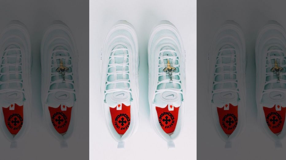 The red insoles of the ‘Jesus shoes’ are scented with frankincense.