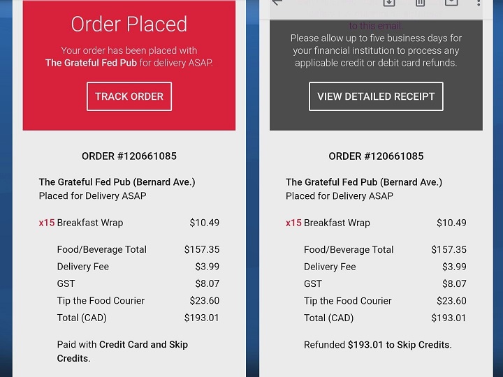 A Kelowna, B.C., woman says her credit card was fraudulently billed $193 for a SkipTheDishes order she didn’t make.