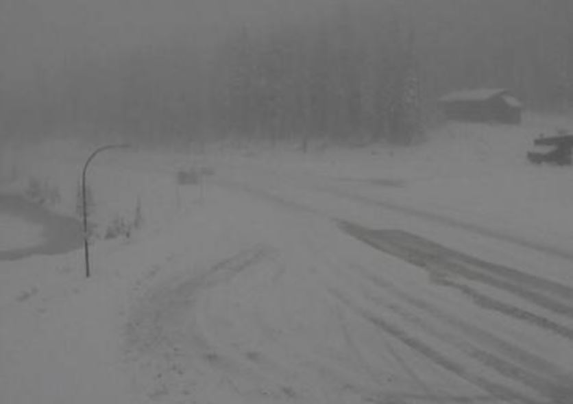 Road conditions at Kootenay Pass on Monday afternoon.