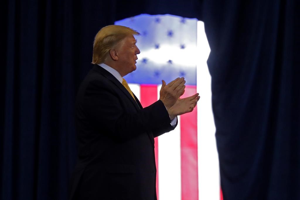 President Donald Trump arrives to speak at a campaign rally in Lake Charles, La., Friday, Oct. 11, 2019.