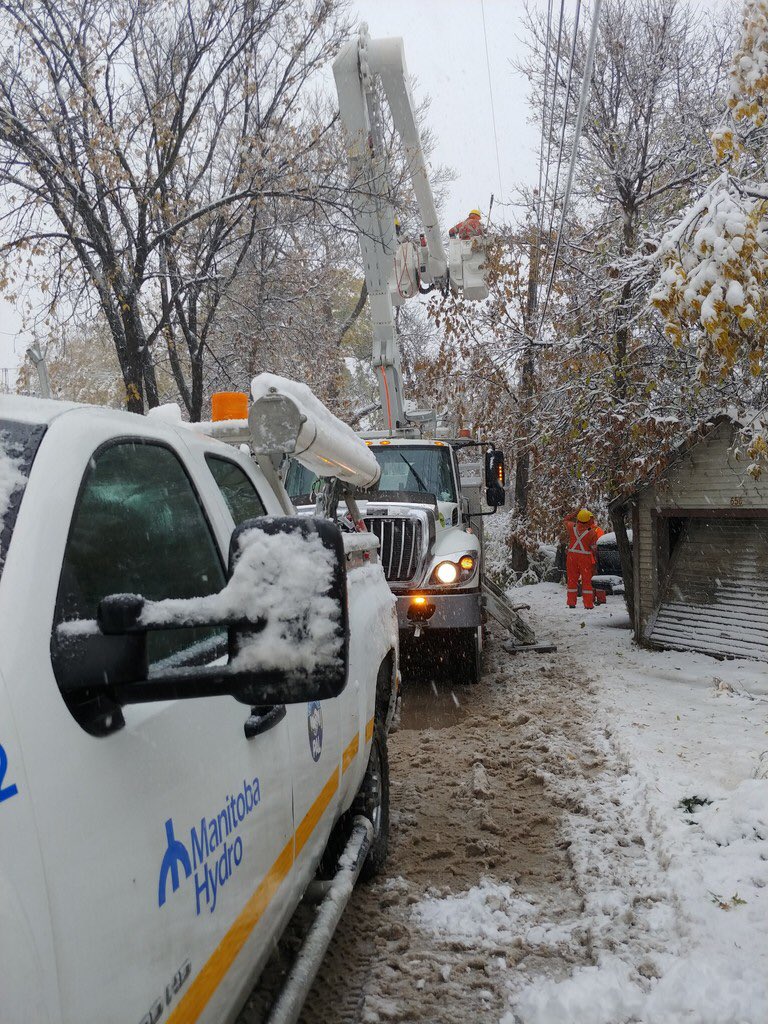 Manitoba Hydro says its crews have been working around the clock to restore power across the province.