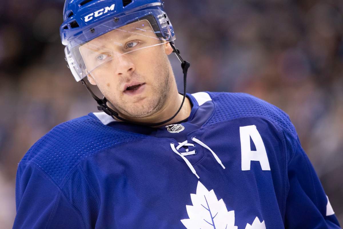 Toronto Maple Leafs defenseman Morgan Rielly is seen during third period action against the Minnesota Wild in Toronto, on Tuesday, October 15, 2019.