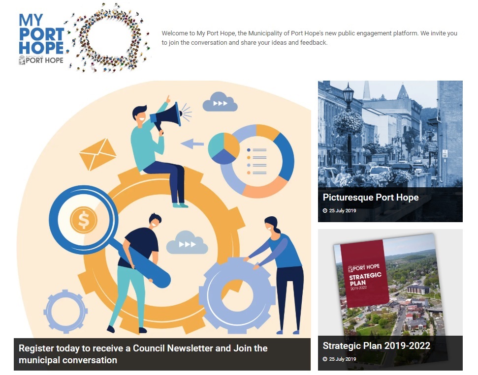 Screengrab of Port Hope's new community engagement tool, which was launched on Friday. 