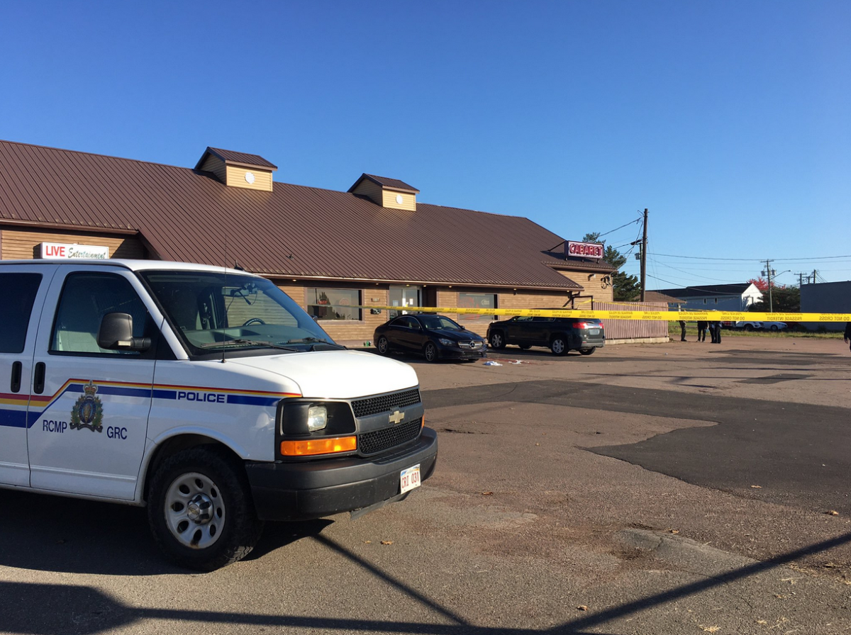 Police tape is seen outside Angie’s Nightclub in Dieppe after a reported shooting on Wednesday, Oct. 9, 2019.