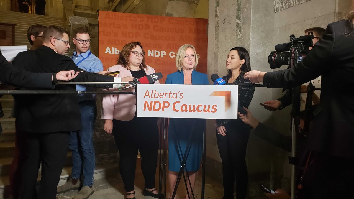 Alberta Opposition leader Rachel Notley speaks following the 2019 Alberta budget Thursday, Oct. 24, 2019.