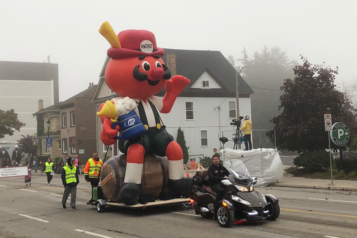 Uncle Otto takes a travel down Frederick Street during the 2018 Oktoberfest Thanksgiving Day Parade.