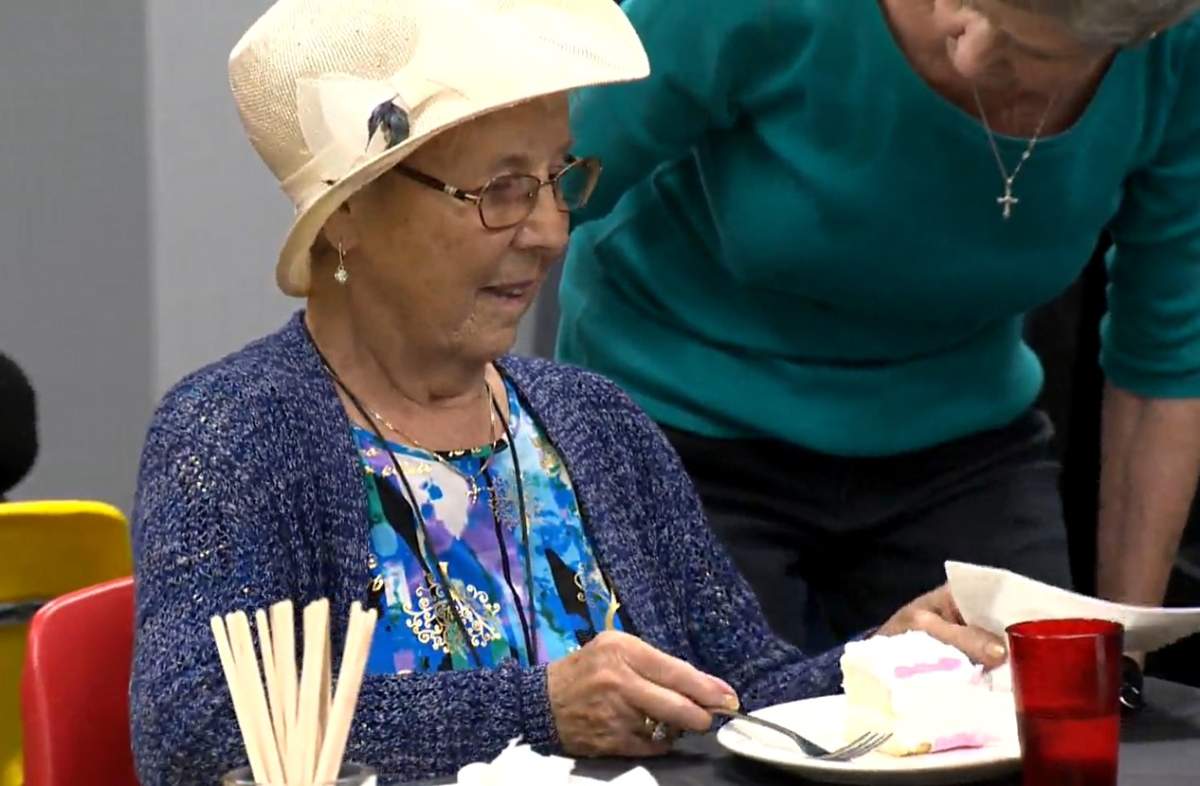 Pat Colborne enjoyed cake before bowling.
