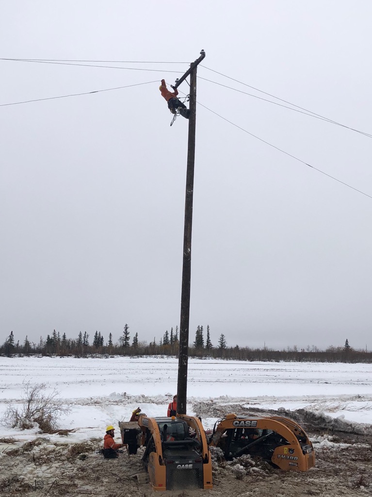 A Hydro pole being replaced.