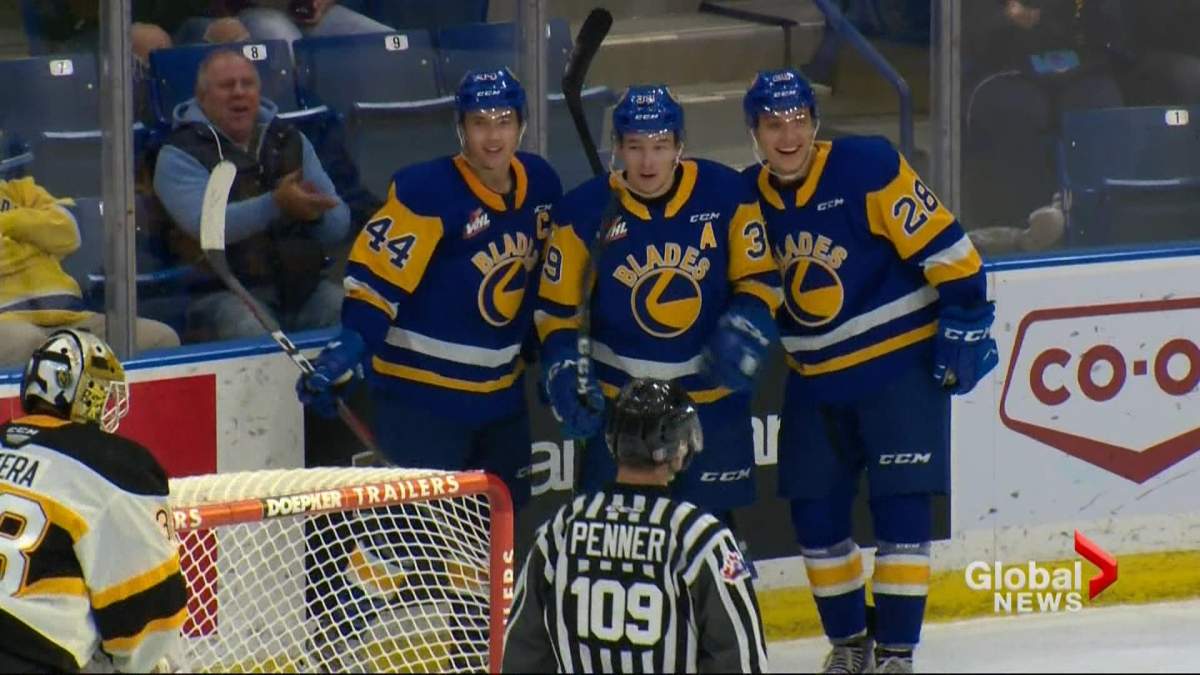 Riley McKay (39) has put together a five-game point streak as the Saskatoon Blades continue to search for their first home win of the season.