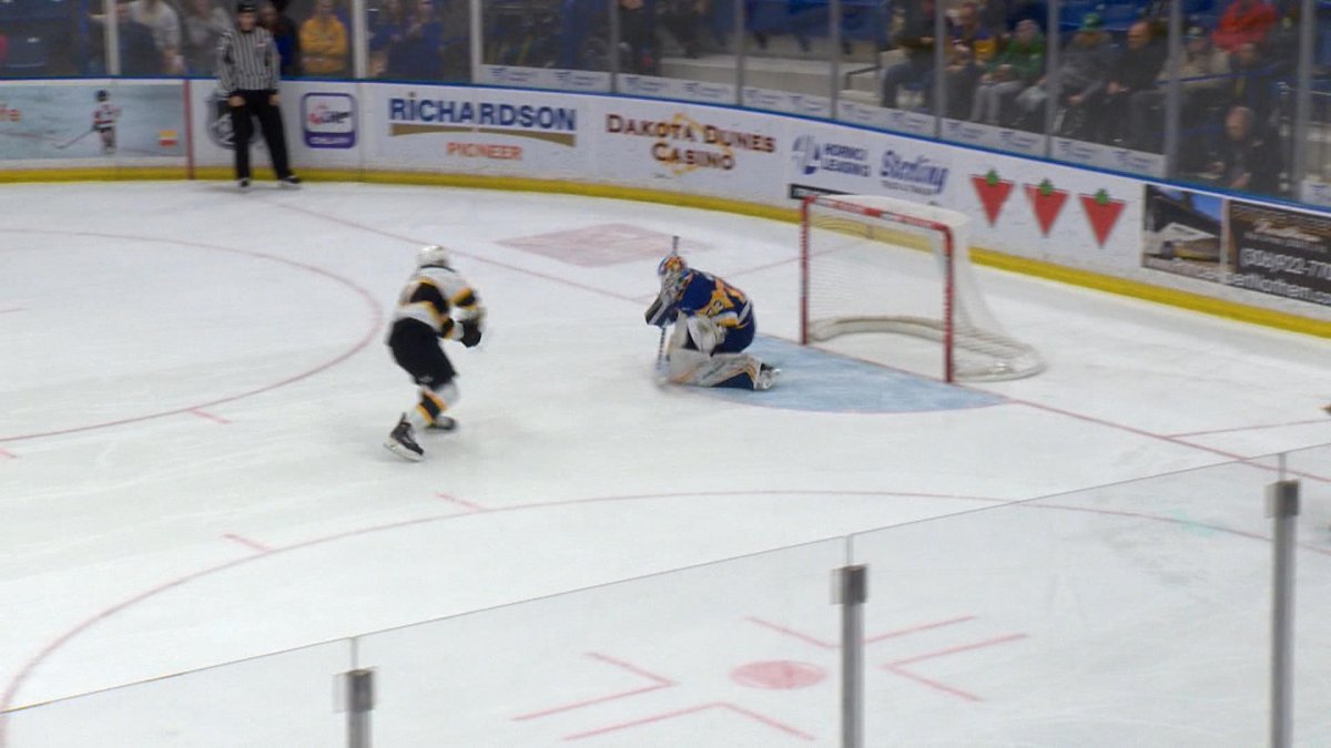 The Saskatoon Blades were unable to hold a 4-2 lead late in the game against the Brandon Wheat Kings.