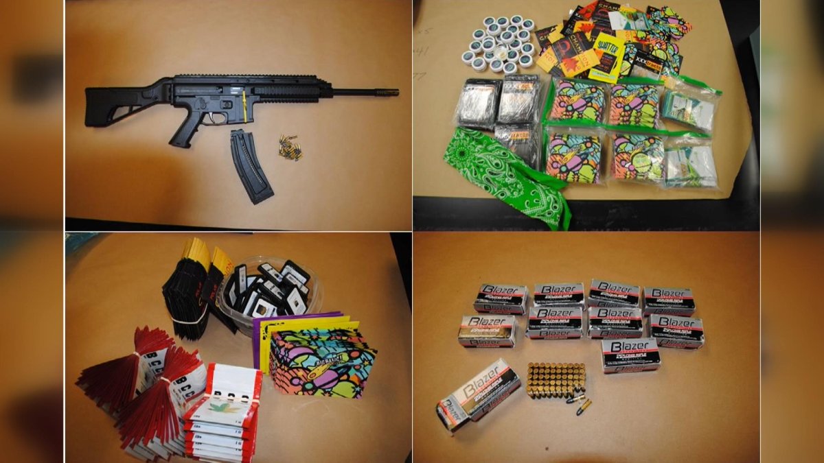 Saskatoon police said they seized a .22-calibre rifle, nine boxes of ammunition and 359 packages of cannabis shatter in a bust on Oct. 12.