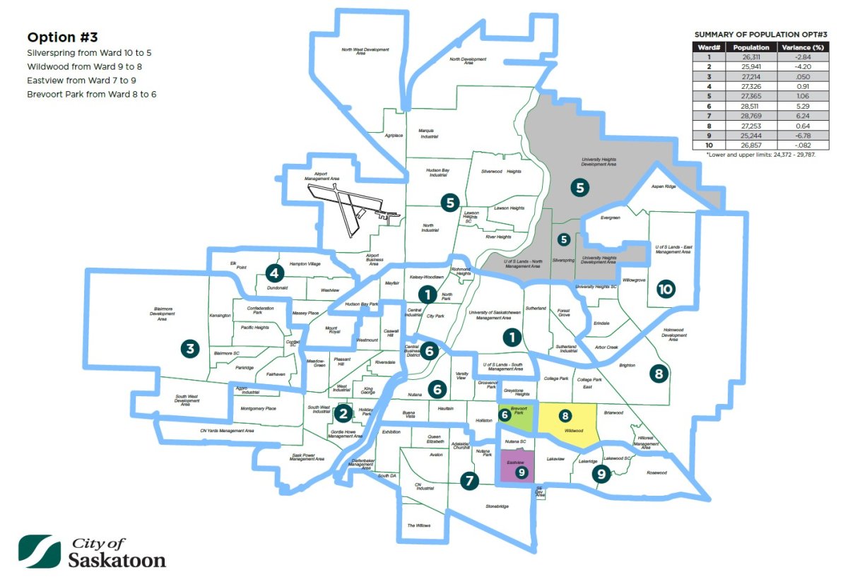Six Saskatoon ward boundaries will change for the November 2020 municipal election.